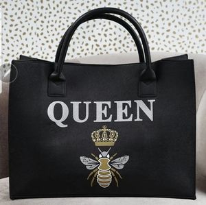 Queen black vegan tote bag